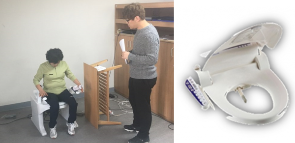 성남 고령친화종합체험관에서는 화장실 낙상을 방지하기 위해 60~70대 노인들의 의견을 직접 들어가며 ‘자동 기립형 비데’를 개발했다. - 정덕영 제공